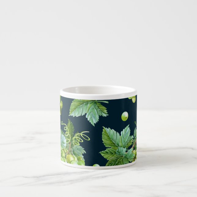 Tasse Expresso Raisin vert : Aquarelle Motif foncé (Devant)