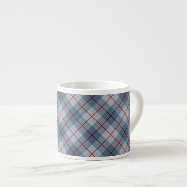 Tasse Expresso Rayure Bleu-Rouge de plaid polarisé (Devant droit)