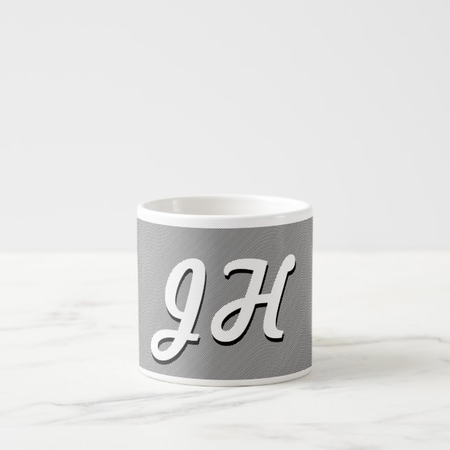 Tasse Expresso Rayures fines noires et blanches | Initiales de st (Devant)
