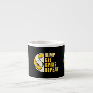 Tasse Expresso Rebond Passe Attaque Répète Volleyball Drôle