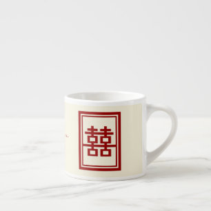 Tasse Expresso Rectangle double bonheur Mariage chinois classique