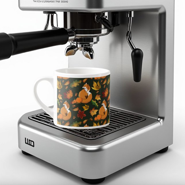 Tasse Expresso Red Fox Feuilles Acorns Green (Créateur téléchargé)