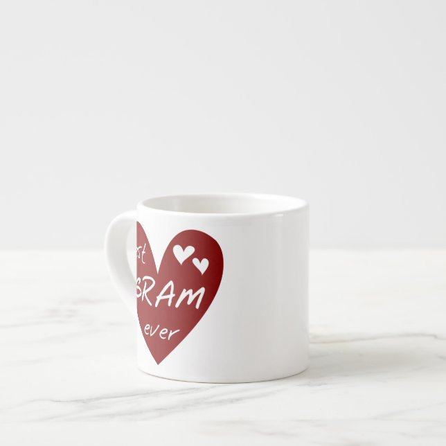 Tasse Expresso Red Heart Meilleur Cadeaux Gram Ever (Devant gauche)