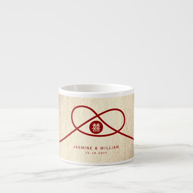 Tasse Expresso Red Knot Union Double Bonheur Mariage chinois (Devant)