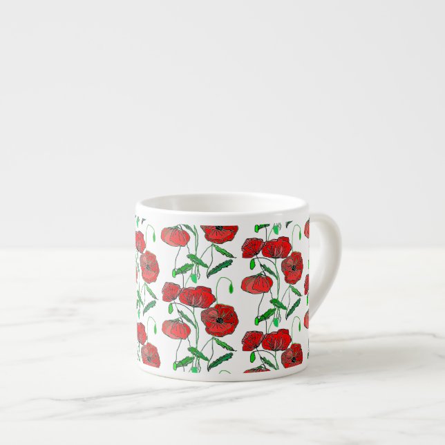 Tasse Expresso Red Poppy Art - (Devant droit)