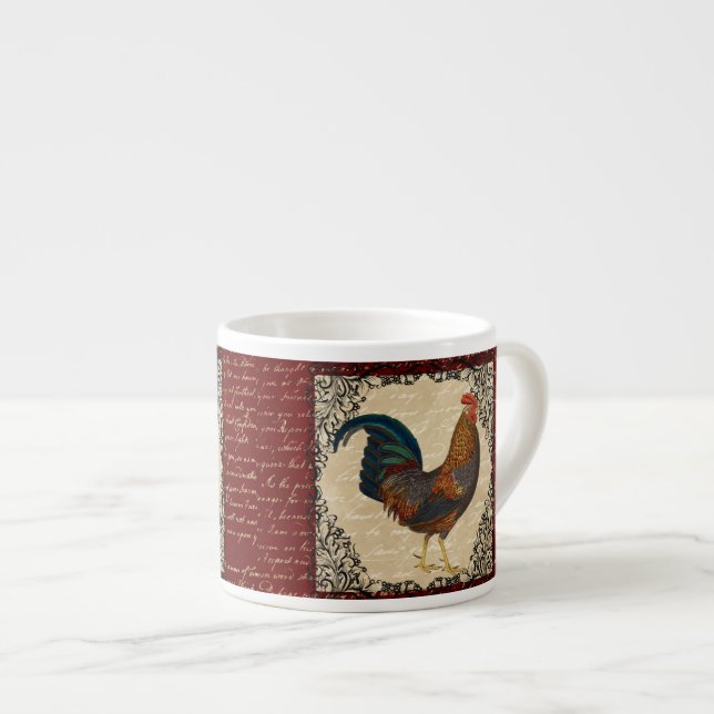 Tasse Expresso Red Rooster Vintage (Devant droit)