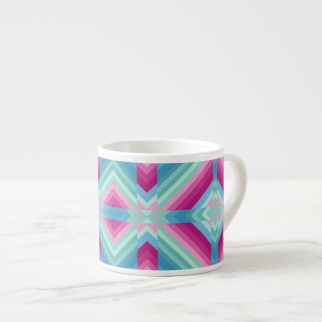 Tasse Expresso Résumé formes géométriques bleu rose turquoise e (Devant droit)