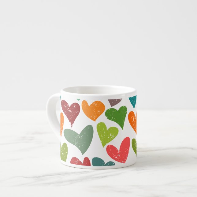 Tasse Expresso Retro Colorful Super Valentine Coeurs Motif (Devant gauche)
