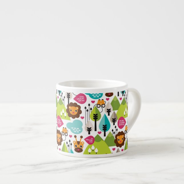 Tasse Expresso rétro faune de lion de safari d'enfants (Devant droit)