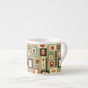 Tasse Expresso Rétro motif avec des plats de cuisine pour le