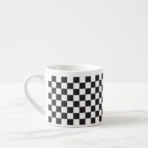 Tasse Expresso Rétro motif Checkered classique noir et blanc