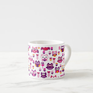 Tasse Expresso rétro motif coloré d'oiseau de hibou