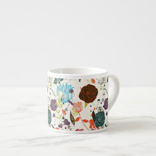 Tasse Expresso Rétro motif floral 2