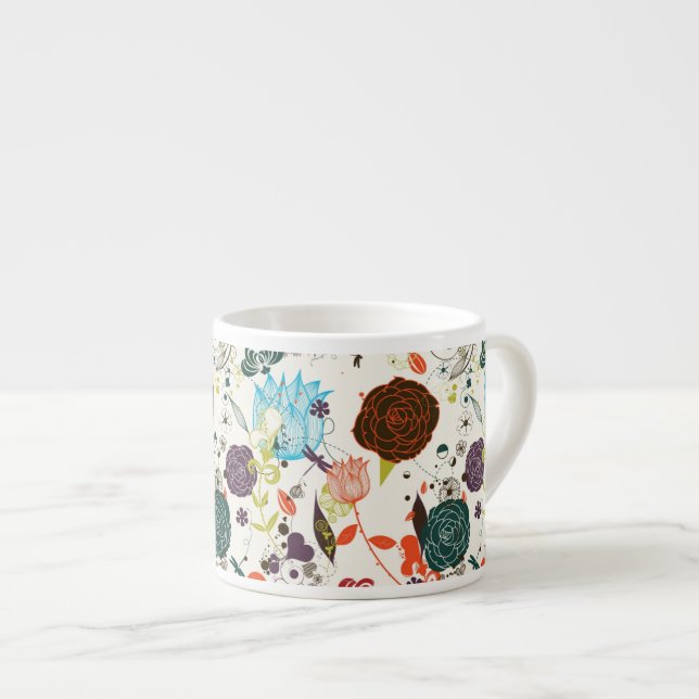 Tasse Expresso Rétro motif floral 2 (Devant droit)