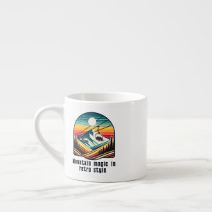 Tasse Expresso Retro Mountain Ski Lift Adventure sous le soleil