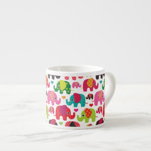 Tasse Expresso rétro papier peint de motif d'enfants d'éléphant