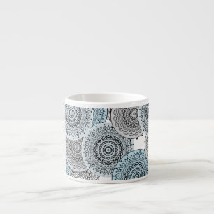 Tasse Expresso Rétro, rétro motif, bleu et gris, élégant