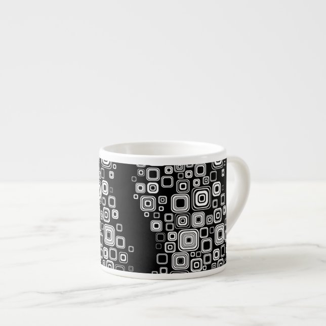 Tasse Expresso Rétros carrés noirs et blancs (Devant droit)