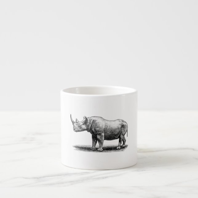 Tasse Expresso Rhinocéros vintages de rhinocéros d'illustration (Devant)