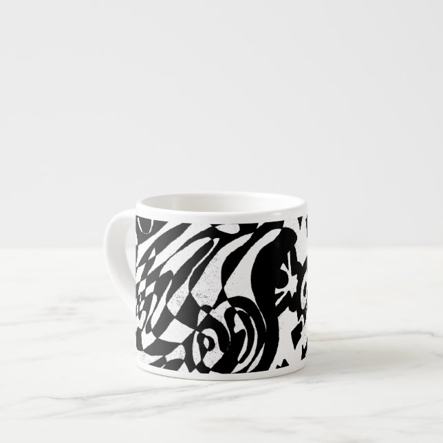 Tasse Expresso "Robot Dreams" B&W Art Abstrait (Devant gauche)