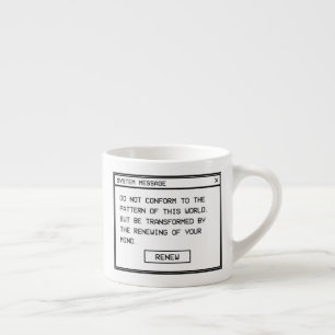 Tasse Expresso Romains 12:2 Fenêtre d'alerte informatique noir et