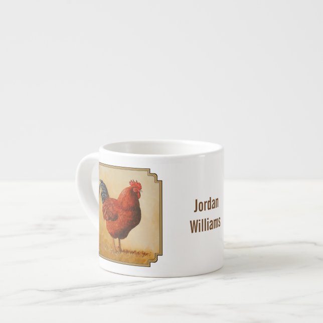 Tasse Expresso Rooster chicken de Rhode Island (Devant gauche)