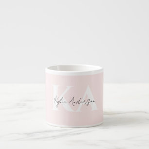 Tasse Expresso Rose Blush moderne Nom du monogramme personnalisé 