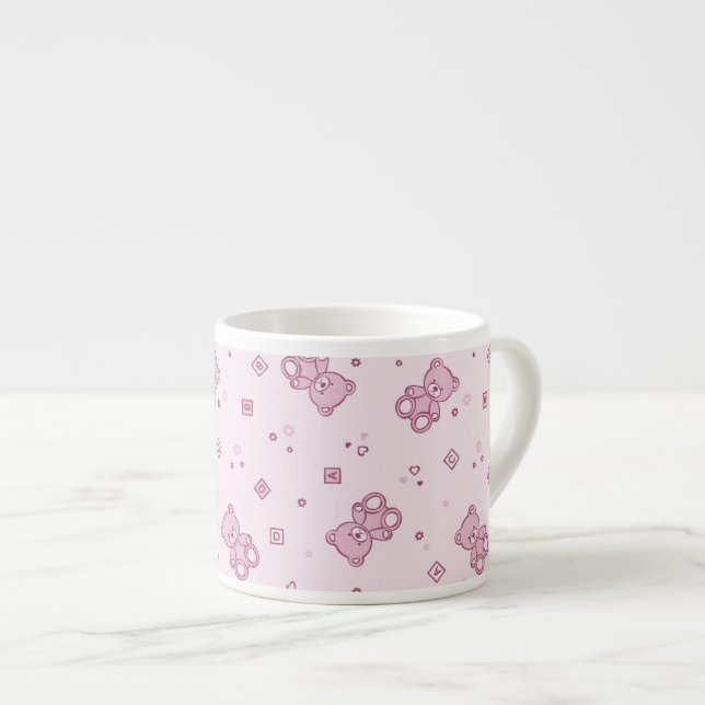 Tasse Expresso Rose d'arrière - plan de nounours (Devant droit)