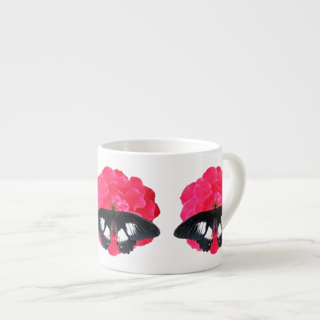 Tasse Expresso Rose et Swallowtail (Devant droit)