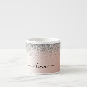 Tasse Expresso Rose Gold - Blush Pink Silver Parties scintillant 