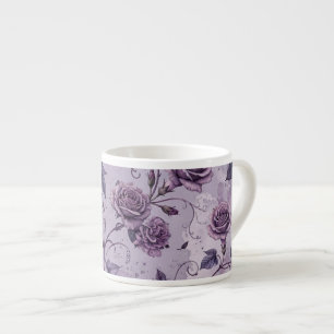 Tasse Expresso Rose Lavande Poussiéreuse Teintes Rêveuses Florale