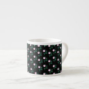 Tasse Expresso Rose sauvage - Motif floral sur Arrière - plan noi