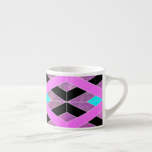Tasse Expresso Rose violet et aqua géométrique croisillon rayures