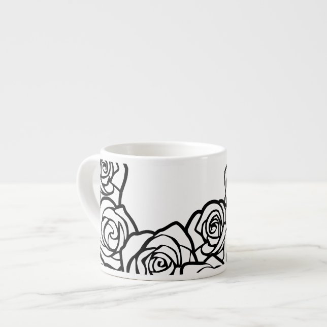 Tasse Expresso Roses blanches Vintages (Devant gauche)