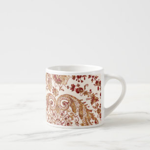 Tasse Expresso Roses De Dentelles Or Et Rouge