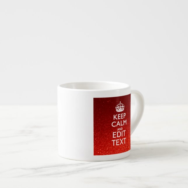 Tasse Expresso Rouge festif Gardez le calme pour votre texte (Devant droit)