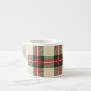 Tasse Expresso Rouge Vert Crème Carreaux Rayures Noël