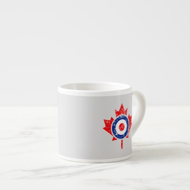 Tasse Expresso Roundel Feuille d'érable canadien Grunge Mod CANAD (Devant droit)