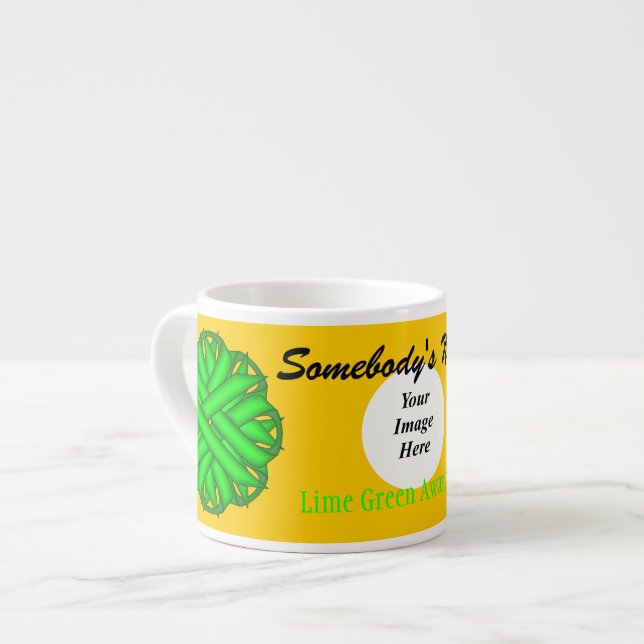 Tasse Expresso Ruban de fleurs vert de chaux Tmpl par Kenneth Yon (Devant gauche)