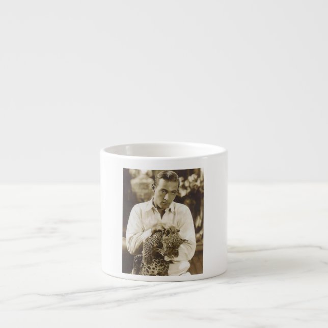 Tasse Expresso Rudolph Valentino avec le portrait de léopard (Devant)