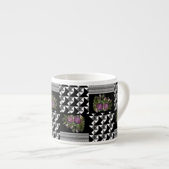 Tasse Expresso Rustic, patchwork, rose (Devant droit)