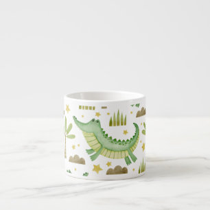 Tasse Expresso Safari africain : Crocodile et palmiers aquarelles