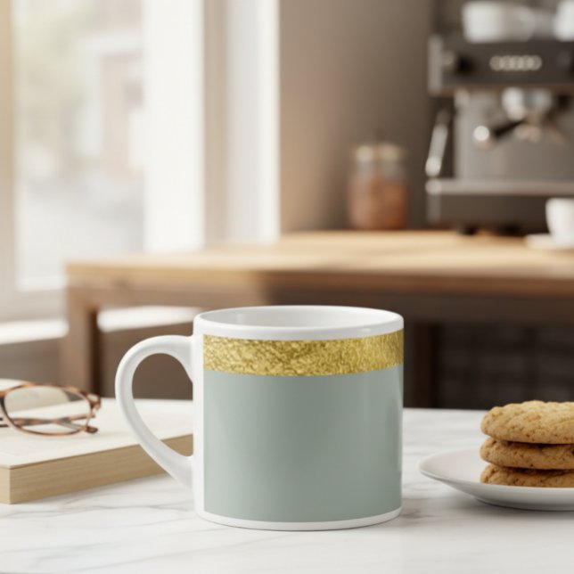 Tasse Expresso Sage green cup / Cup with golden edge (Créateur téléchargé)