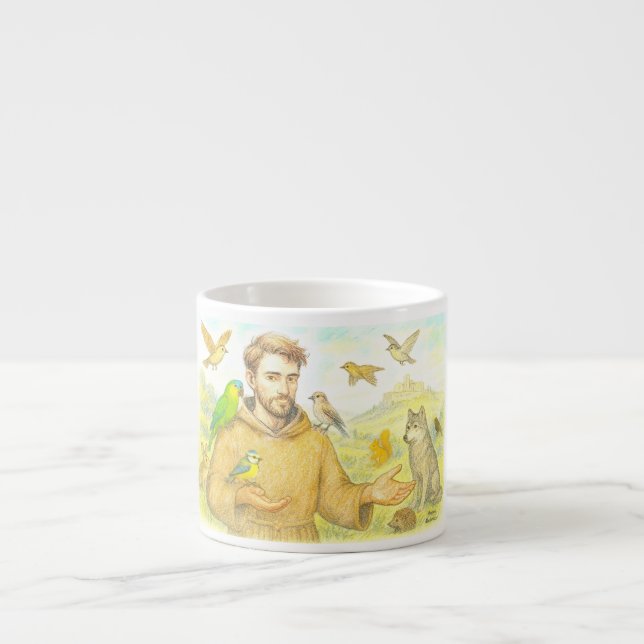 Tasse Expresso Saint François - le sermon aux oiseaux et aux anim (Devant)