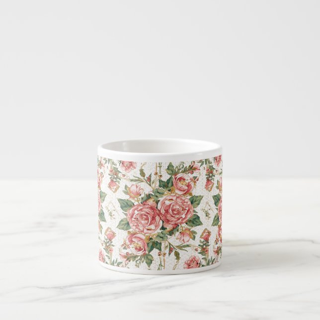 Tasse Expresso Saint-Valentin romantique avec de belles roses, ro (Devant)