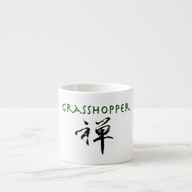 Tasse Expresso Sauterelle avec le symbole de "zen" (Devant)