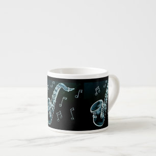 Tasse Expresso Saxophone et notes de musique