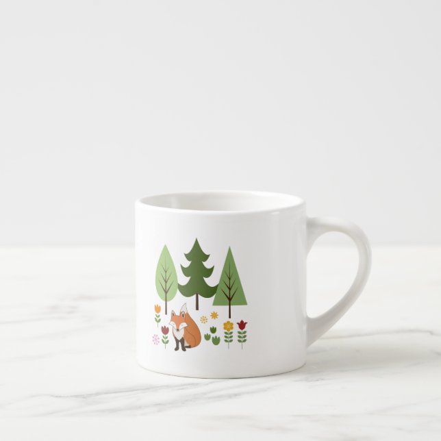 Tasse Expresso Scandinavian Style Fox Flowers Trees Illustration (Droite)