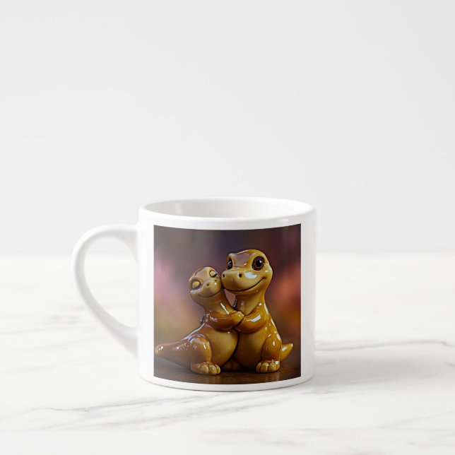 Tasse Expresso Scène de réconfort de dinosaure solidaire (Gauche)