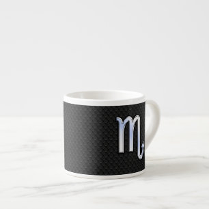 Tasse Expresso Scorpio Zodiac Silver Sign peau de serpent noir